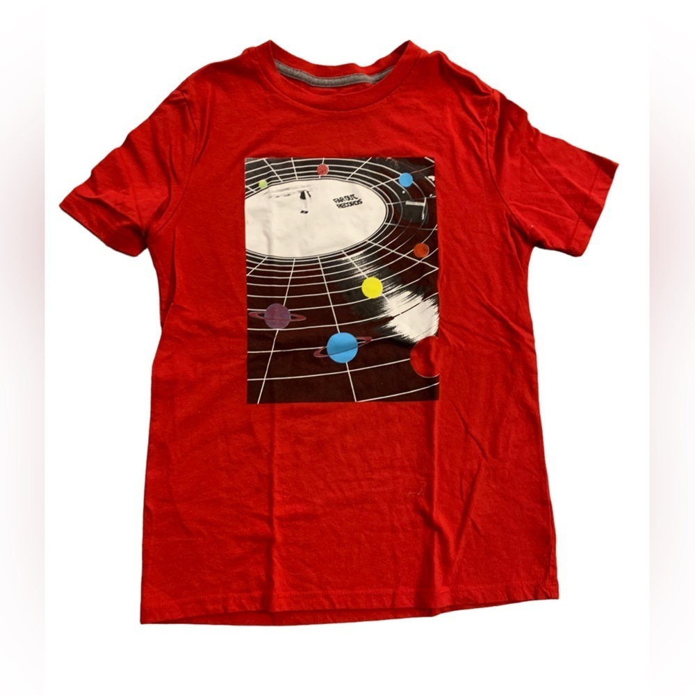 Old Navy | Red Ter Shirt Record Music Solar System Space Album Size Large 10/12